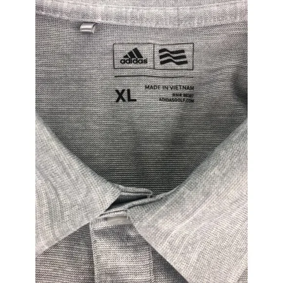Adidas Men's Polo Golf Shirt XL Short Sleeve Gray and White Blended + Trim 88387 - Picture 4 of 11